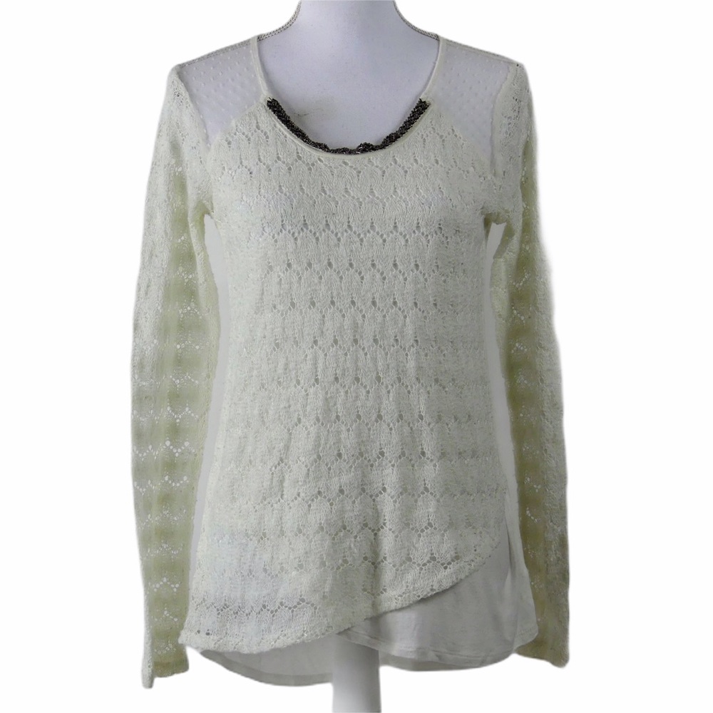 Ivory Cream Maurices Long Sleeve Lace Top